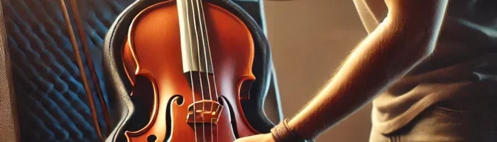 Músico protegiendo su instrumento con un estuche seguro