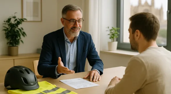 Corredor de seguros en Palma contratando seguro de patinete/VMP con cliente