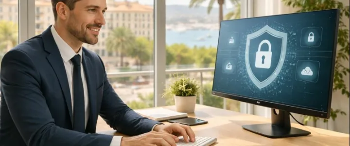 Ciberataques: por qué el ciberseguro ya no es solo para grandes empresas Empresario en oficina de Palma revisando un ordenador tras un incidente digital