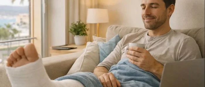 Profesional autónomo recuperándose en casa en Palma