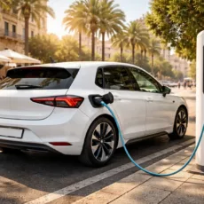 Coche eléctrico cargando en una calle de Palma de Mallorca
